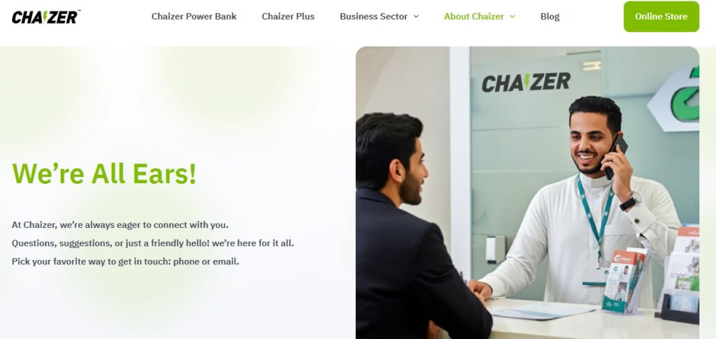 Contact Us page Chaizer