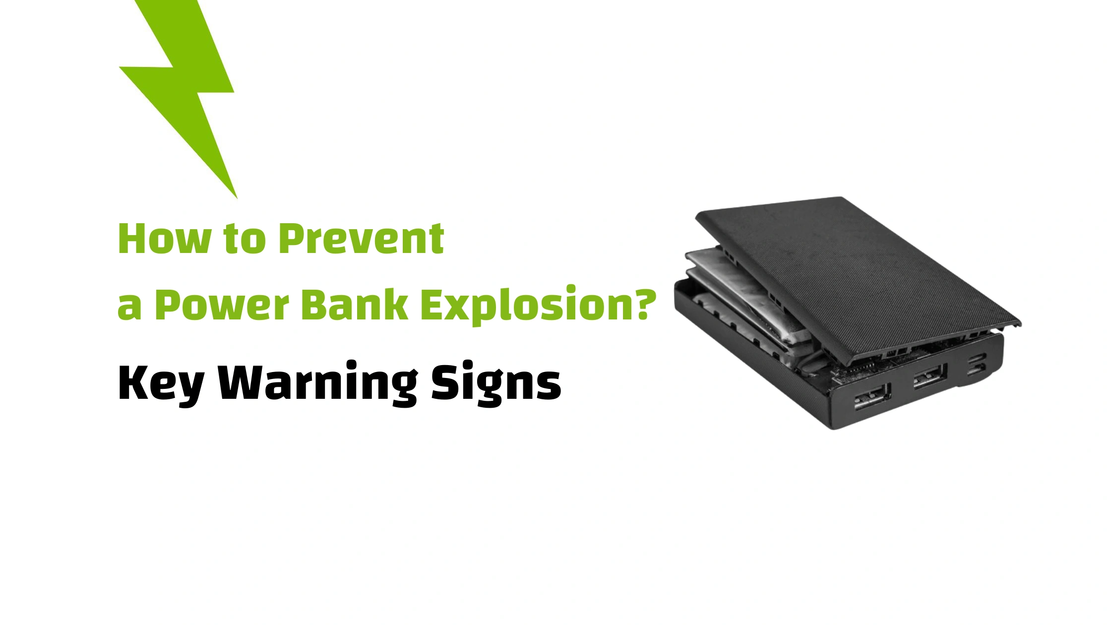 swollen lithium ion battery power bank warning sign